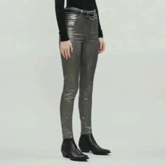 NWT J Brand Leenah metallic snakeskin python print high rise skinny jeans 25 - Picture 1 of 5